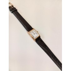 VINTAGE Lanvin γυναικείο ρολόι με επίχρυσο καντράν και μαύρο δερμάτινο λουράκι (VIN05)